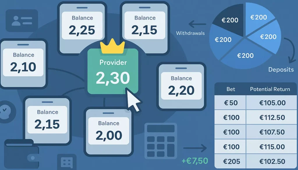 Quotenshopping-Strategie mit Multi-Accounting: Mehrere Anbieter-Konten mit verschiedenen Quoten und Gewinnberechnung