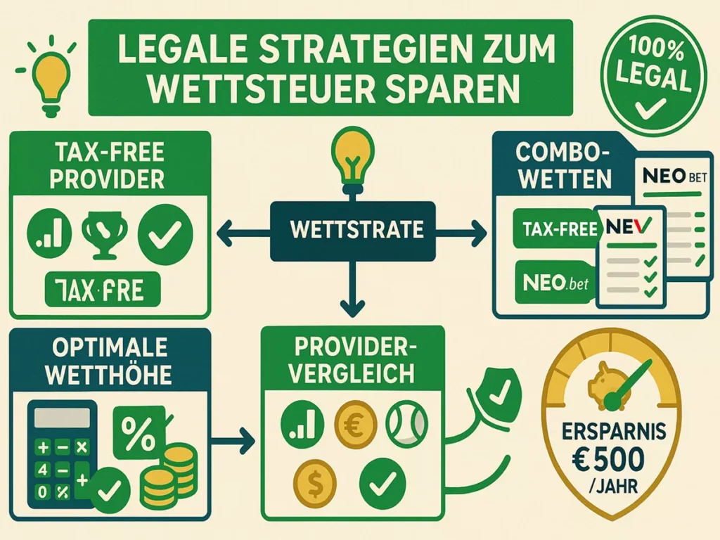Wettsteuer legal sparen: Strategien mit steuerfreien Anbietern und Kombiwetten für bis zu 500 Euro Ersparnis